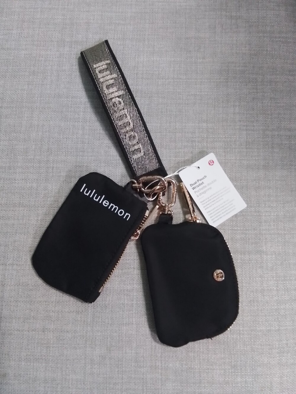 Lululemon Black Dual Pouch Keychain Wristlet